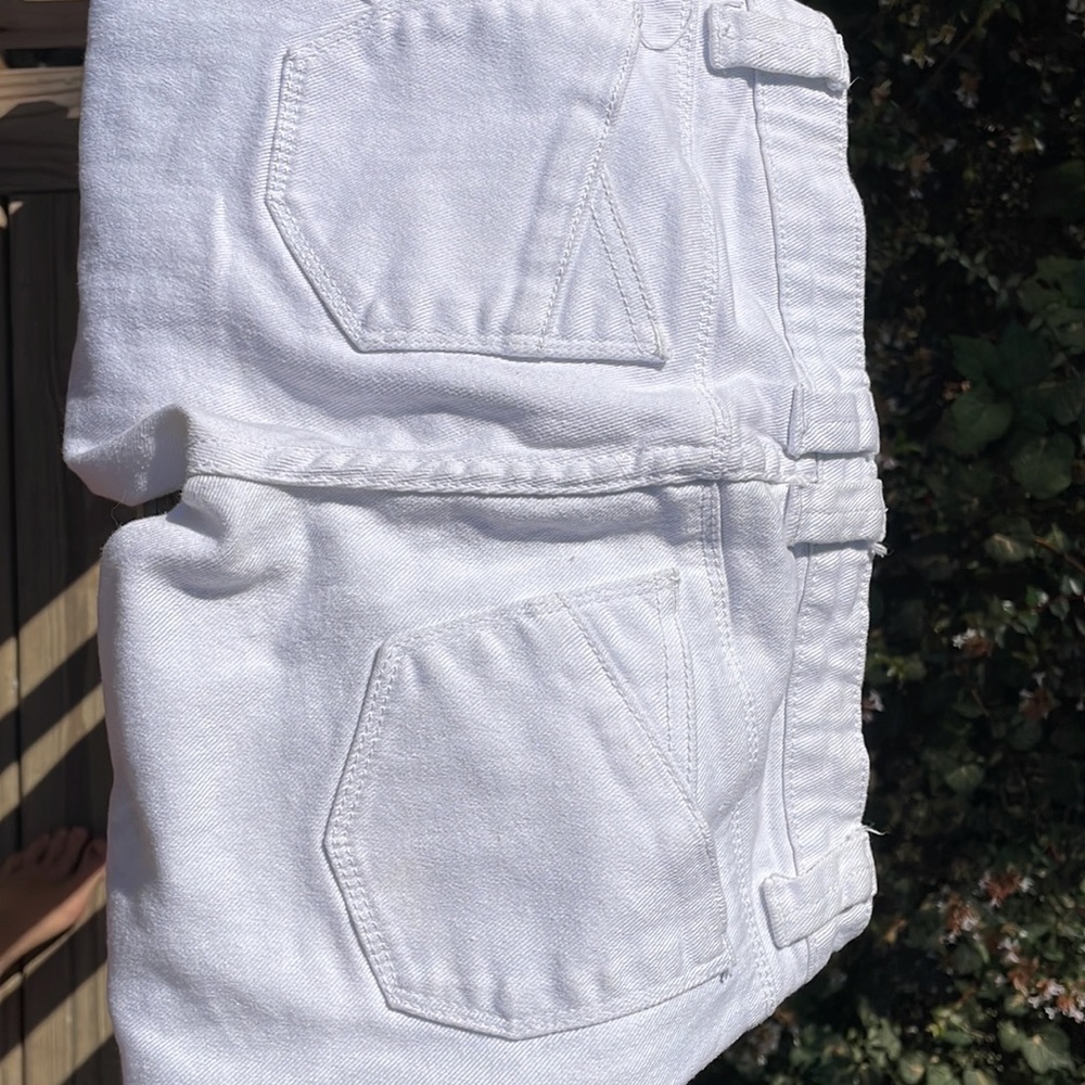 🤍 Wet Seal White Denim Skinny Jeans Pockets 🤍 stretch raw edge hem - Picture 3 of 5